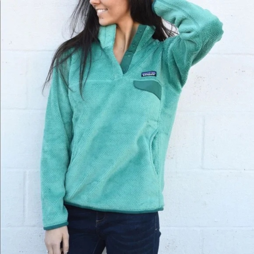 Patagonia Re-Tool Teal Fleece Pullover Like New